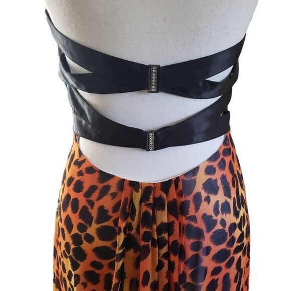 Caché Black Bandage & Animal Print Long Gown Size 8 - Picture 12 of 16